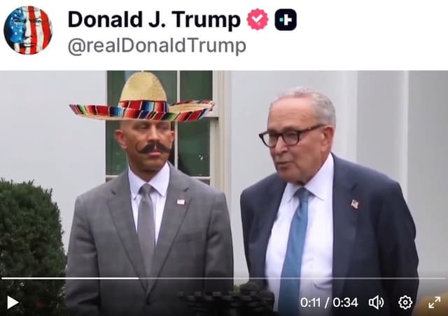 @realDonaldTrump trolls Schumer and Jeffries